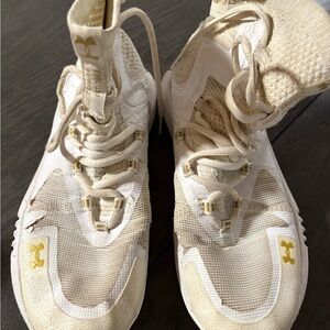Under Armour Cream and Gold Sneakers